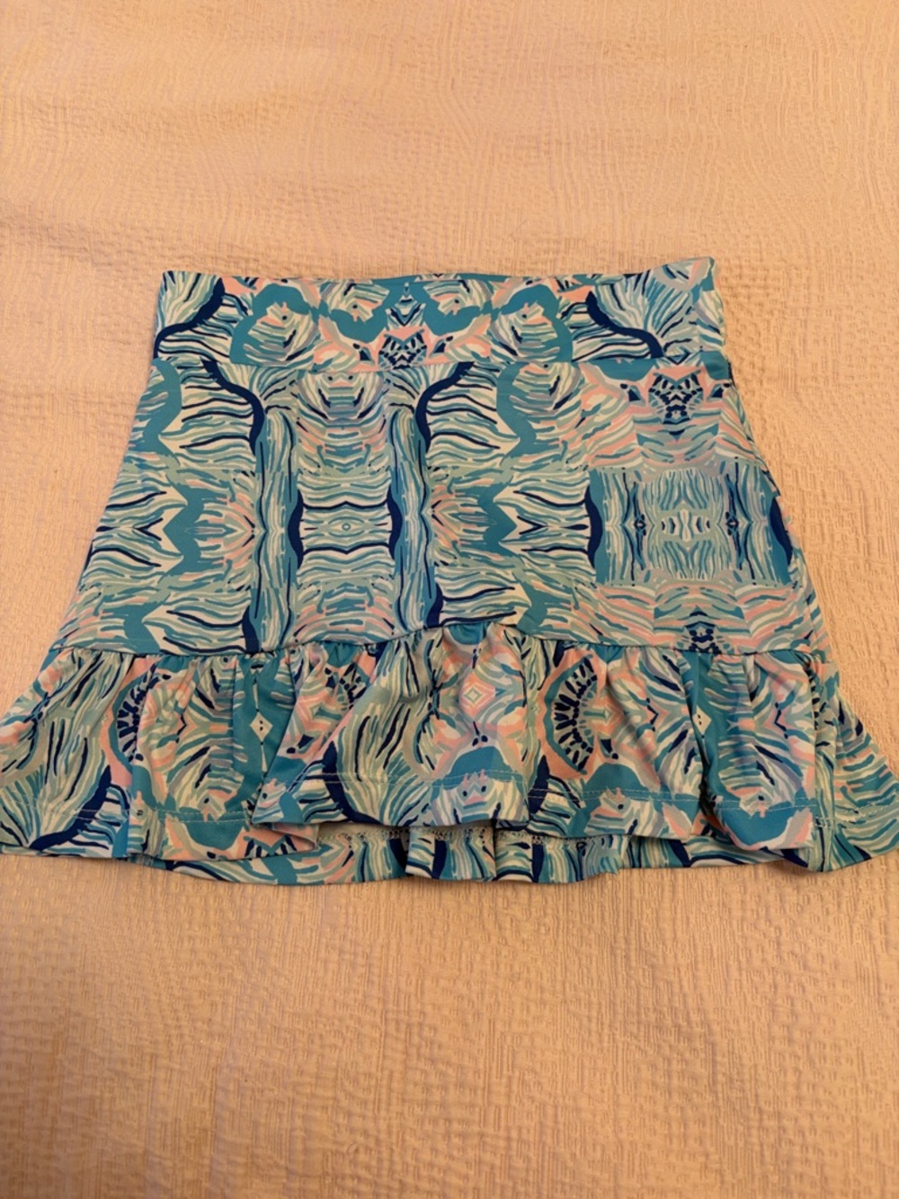 Garb Girls Aqua Patterned Ruffle Hem Golf Tennis Skort Small (5-6)